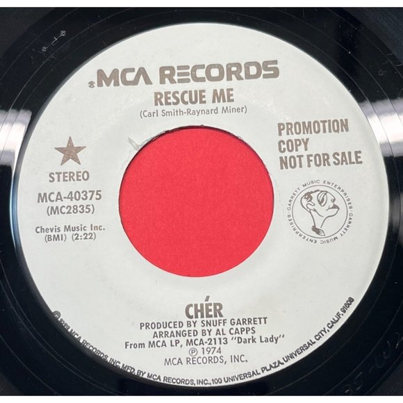 Cher Rescue Me / Dixie Girl 45 Pop WLP Promo Stereo 1974 MCA 40375 - Picture 1 of 4